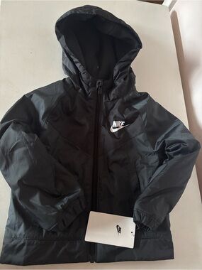 Nike Black Fleece Lined Hooded Kids Raincoat